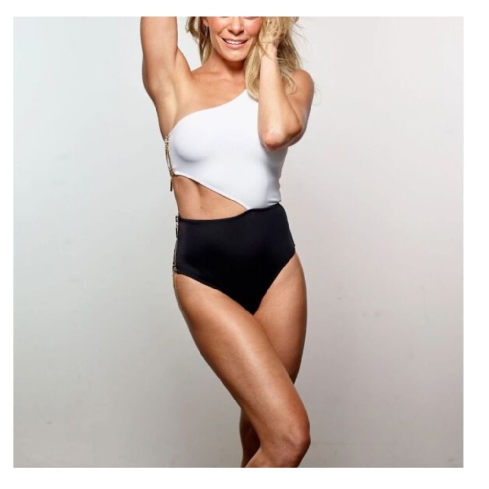 NWT OYE Kim Zipper Detail One Shoulder Swimsuit Sz S